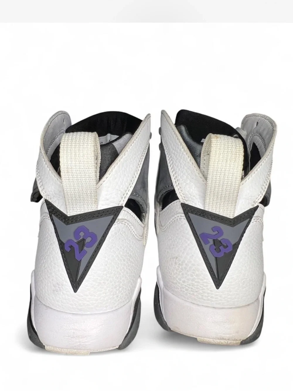 Men's High-Top Athletic Sneakers in White & Gray with Purple Accents